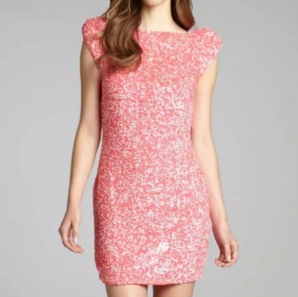 ABS Pink Sequin Couture party Dress